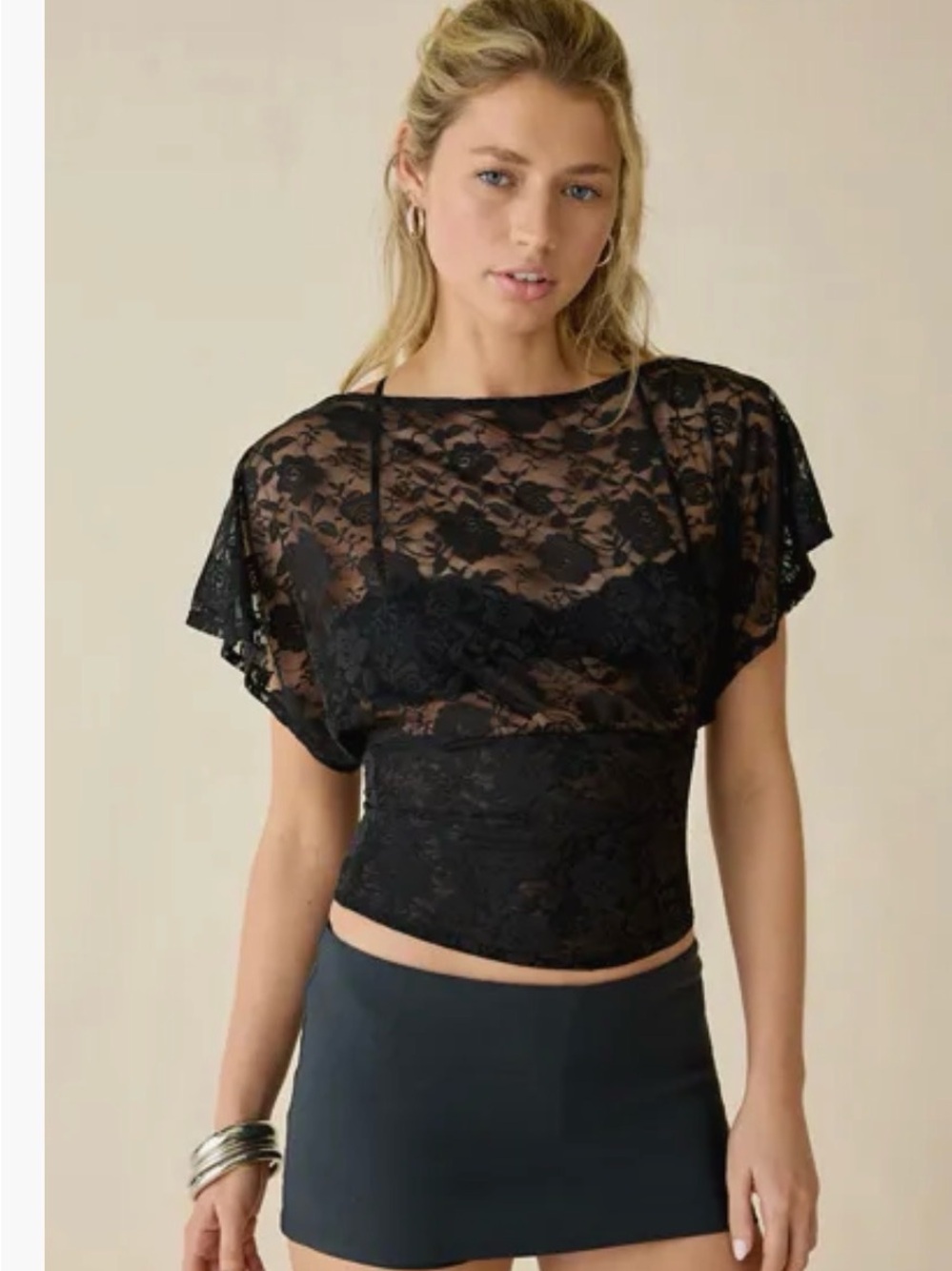 Urban Outfitters Black Lace Sheer Crop Camisole